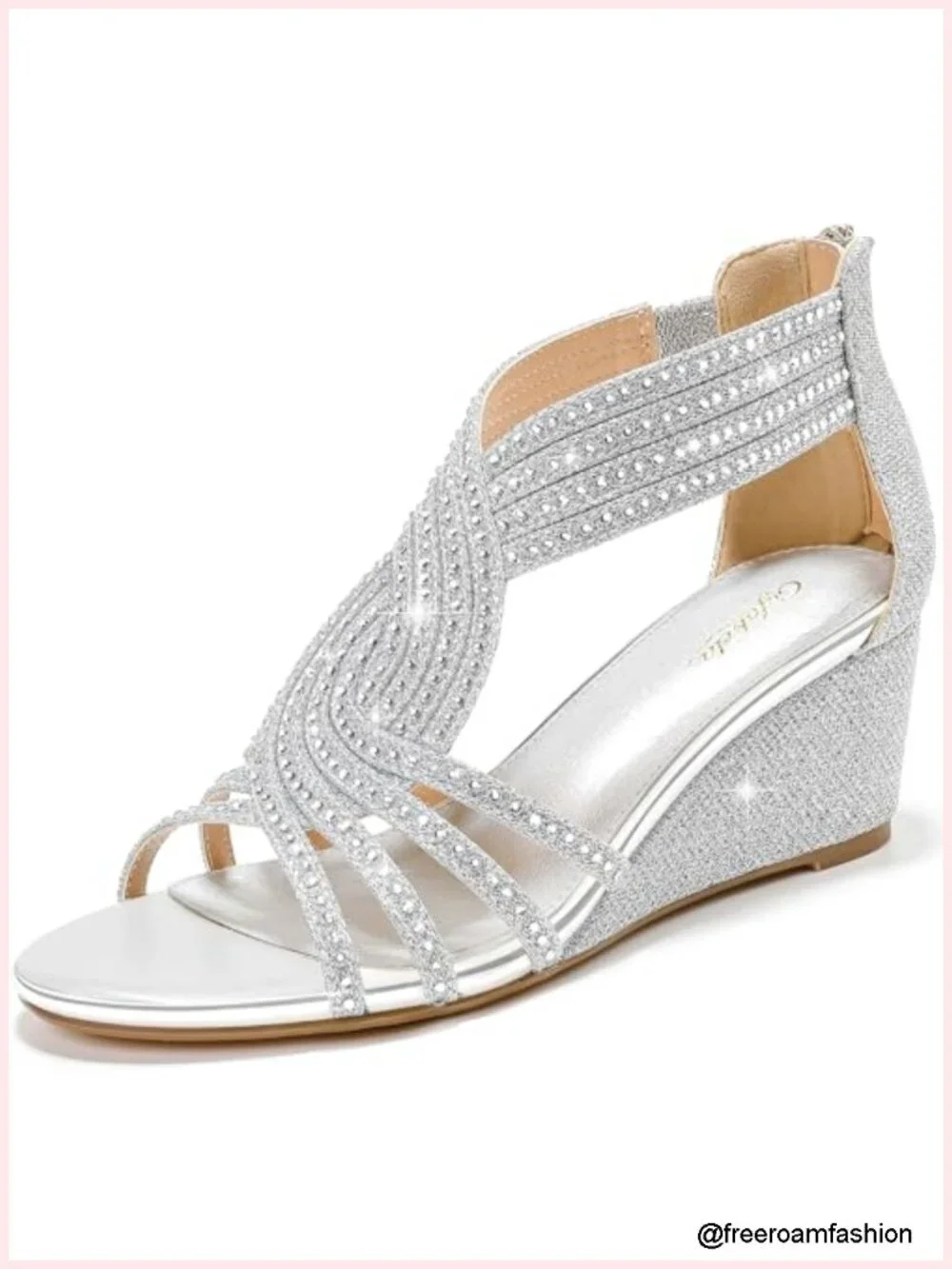 Sparkly Rhinestone Wedge Sandals Open Toe Dressy